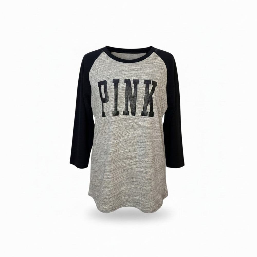 Victoria's Secret Y2K PINK Baseball Style Three Quarter Sleeve Shirt Size XL